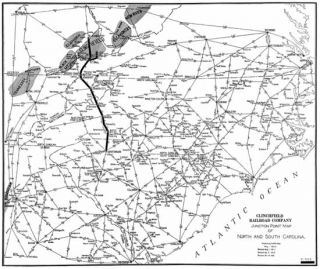 22 x 28 inch clinchfield system and coal fields map