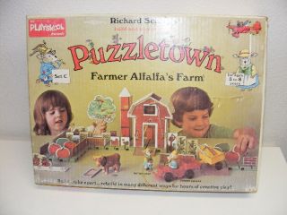 Vtg Richard Scarrys Puzzletown Set C Farmer Alfalfas Farm Complete