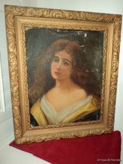 Antique Victorian Redhead Woman Portrait Renaissance