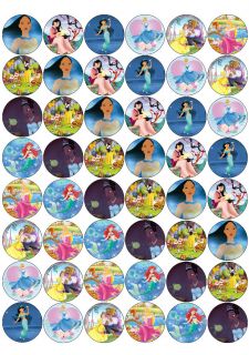 48 Disney Princess Edible Cupcake Toppers Rice Paper
