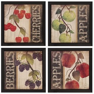  Beautiful Marketplace Fruit 1/2/3/4 Set of 4 Framed Prints 14 X 14