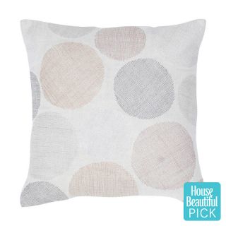 Embroidered Circles Throw Pillow, 18 x 18in   Beige