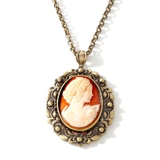  NYC® Bronzetone Floral Frame Cameo Pendant with 18 Chain