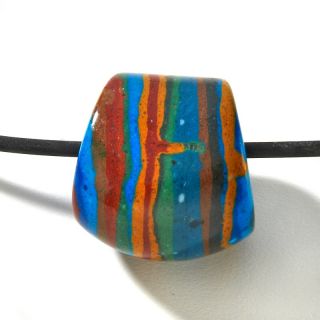 by Jay King Jay King Rainbow Calsilica Bead Pendant on 18 Rubber Cord