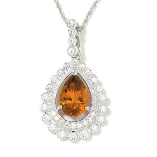  Madeira Sapphire Pear Cut Pendant with 18&qu