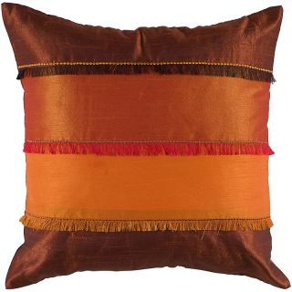  Décor Throw Pillows Rizzy Home 18 x 18 Fringe Pillow   Orange/Rust