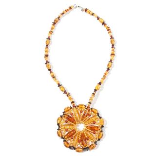  Amber Multicolor Beaded Pendant 18 In Necklace