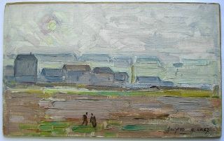 Oil Painting Swiss Edmond Henri Zeiger de Baugy Misty Paris 1967