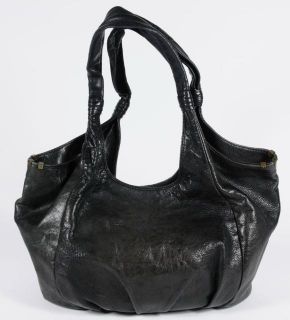 Elliott Lucca Black Leather Round Bottom Shoulder Bag