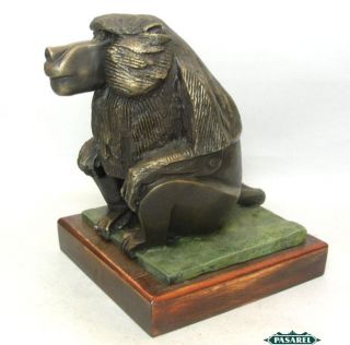 Eliezer Weishoff Bronze Monkey Baboon Sculpture 1950s