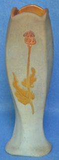 Beautiful Antique Roseville Art Pottery Rozane 8 5 Woodland Wafer Vase