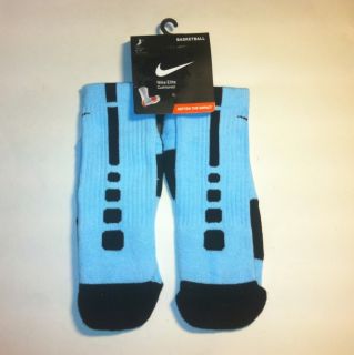 NEW Nike Elite Basketball Socks Sky Blue Black Large 8 12 Yeezy Cancer