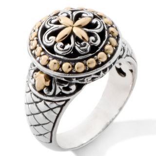 Round Bali Designs Leaf and Bead Ring with Gold Accents