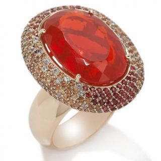  Jewelry with Carol Brodie 21.68ct Fire Opal and Sapphire 14K Oval Ring