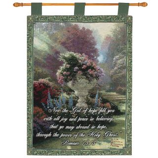 Thomas Kinkade Garden of Hope Scripture Tapestry   36 x 26