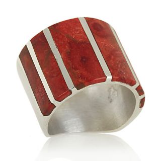 Jay King Red Sea Bamboo Coral Sterling Silver Band Ring
