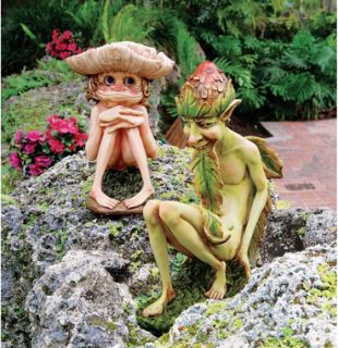 Svenska Theodor Garden Trolls Statue Woman Mushroom Design TOSCANO
