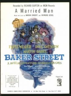 Baker Street 1964 A Married Man Sherlock Holmes BWY Show Vintage Sheet