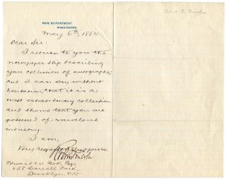 Robert Todd Lincoln Letter Signed Abraham Lincoln Son as Secretry of