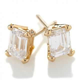 Jean Dousset Absolute Emerald Cut and Pavé Earrings   2.12ct