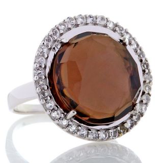  smoky quartz and white topaz sterling silver ring rating 2 $ 27 97