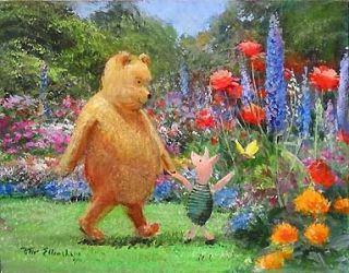 Winnie The Pooh Pooh and Piglet in The Garden Peter Ellenshaw New