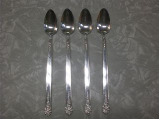 Moss Rose Ice Tea Spoons King Edward Silverplate National 1949