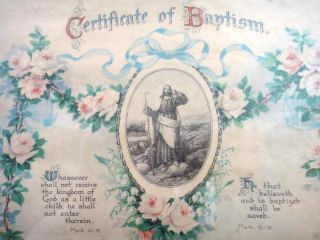 1925 Antique William Edwin Latsha Baptism Certificate Shamokin PA