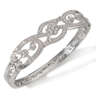 Xavier Absolute™ 2.12ct Floral Scroll Hinged Bangle Bracelet
