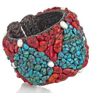  lopez turquoise and coral woven 6 3 4 cuff bracelet rating 37 $ 17
