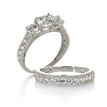 Jewelry Rings Bridal Sets 3.4ct Absolute™ Trillion Cut 2 piece