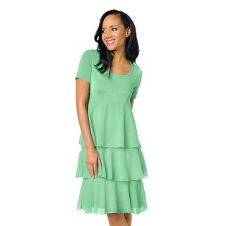 Slinky® Brand Short Sleeve Dress with Chiffon Tiers