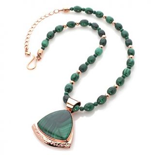 Jay King Malachite Copper Pendant with Beaded Necklace at