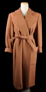 Vintage Emmanuelle Khanh Camel Wool Cashmere Full Length Coat Sz M