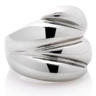 stately steel stainless steel 4 row wave texture ring d