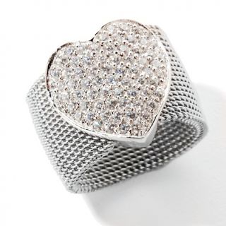  silver pave cz station mesh band ring note customer pick rating 45