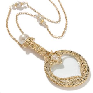  simulated pearl magnifying glass drop necklace rating 3 $ 39 95 s h