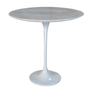 Jacob Contemporary Round Side Table White Marble Top