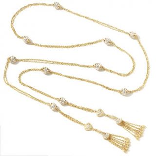 TELIO by Doris Panos Pavé Crystal 52 Wrap Tassel Necklace