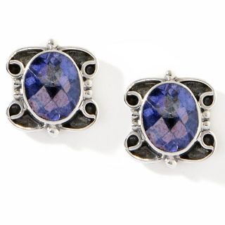 Nicky Butler 4.2ct Blue Quartz Sterling Silver Button Earrings