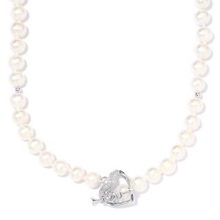  pearl and diamond sterling silver heart 18 necklace rating 8 $ 18 53
