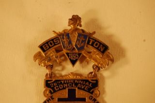1895 Grand Encampment Knights Templar Masonic Pin Badge Medal Boston