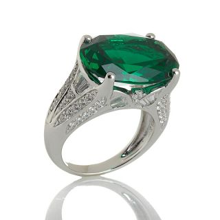 Victoria Wieck 9.98ct Oval Simulated Emerald and Baguette Fan Ring