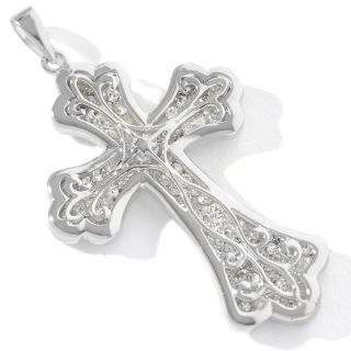 Michael Anthony Jewelry® Crystal Sterling Silver Cross Pendant