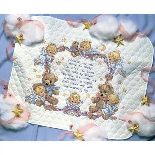  Baby Quilt Stamped Cross Stitch Kit   Nighttime Prayer 34 x 43
