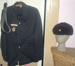  East German Woman's Naval Jacket Fur Hat and Belt