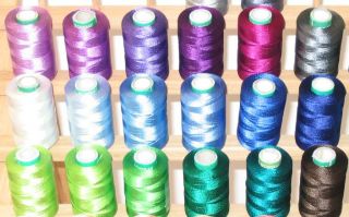 NEW 60 LARGE RAYON MACHINE EMBROIDERY THREAD + RACK FOR BROTHER JANOME