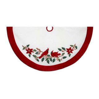 Accents Kurt Adler 48 Velvet Red and White with Cardinals Appl