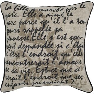 Rizzy Home 18 x 18 French Park Vintage Pillow   Beige/Black