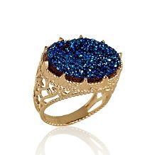 Technibond Starry Night Oval Titanium Blue Drusy CZ Frame Ring